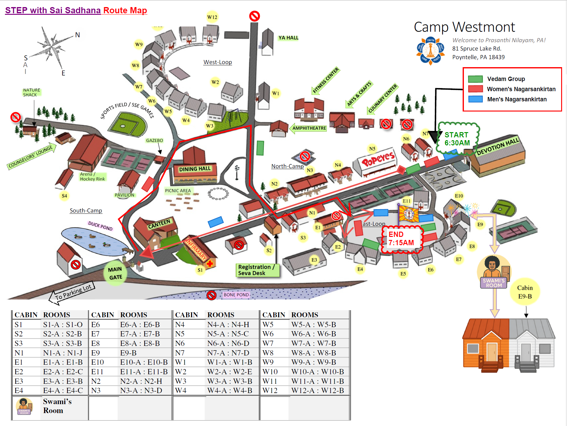 STEP With SAI Saturday procession route map at Camp Westmont